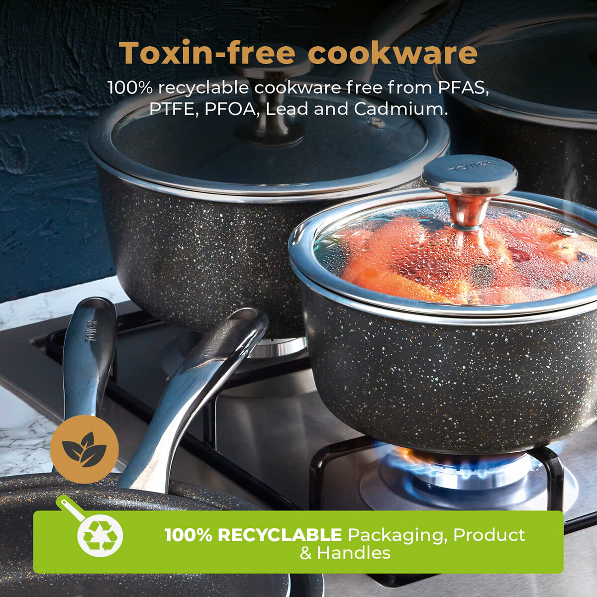 5-Piece Cerastone Pro Cookware Set graphite, TOWER