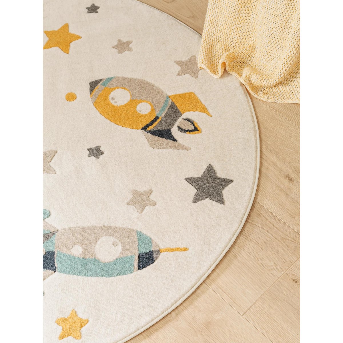 Tapis enfant rond APOLLO crème, BENUTA
