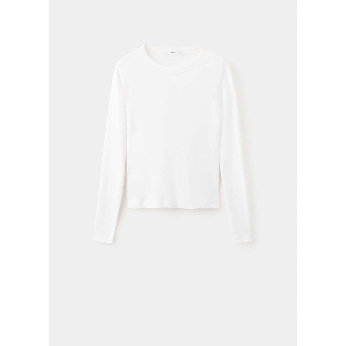 T-shirt coton manches longues blanc, MANGO