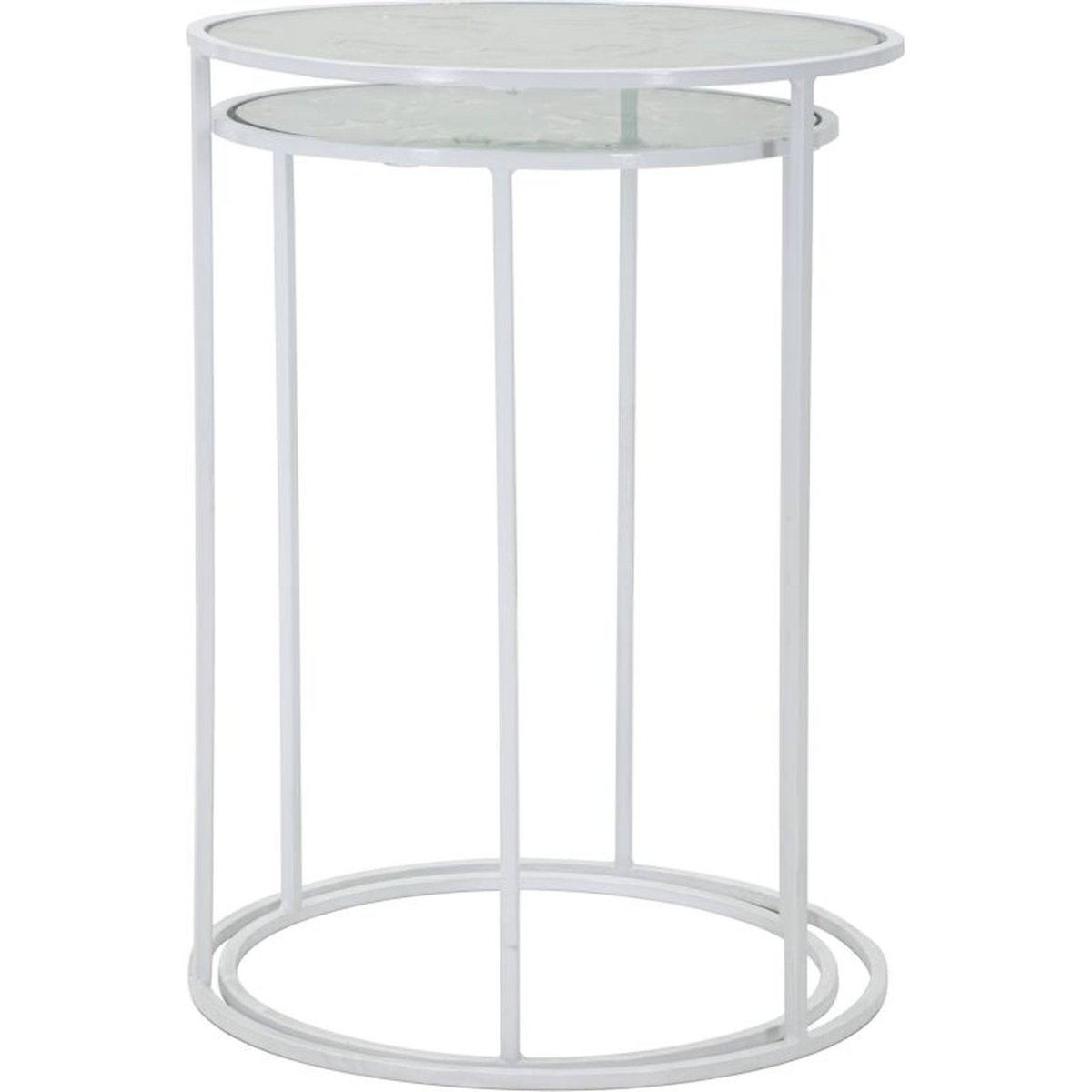 Duo de tables rondes en verre et fer GLAM blanc, RECOLLECTION