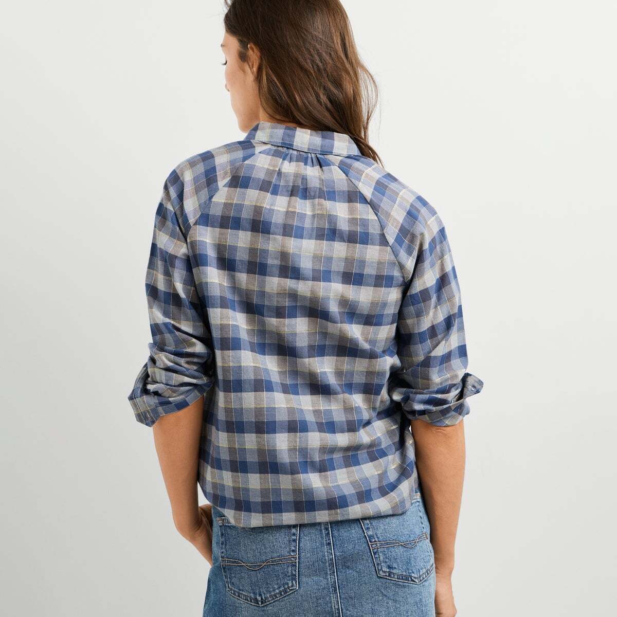 Chemise À Carreaux À Manches Raglan bleu acier, PEPE JEANS