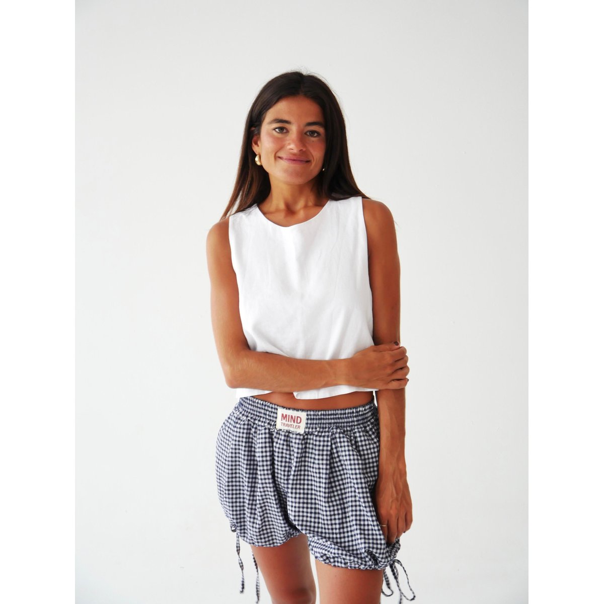 Short vichy à liens MARINA bleu marine / blanc, MINDTRAVELER