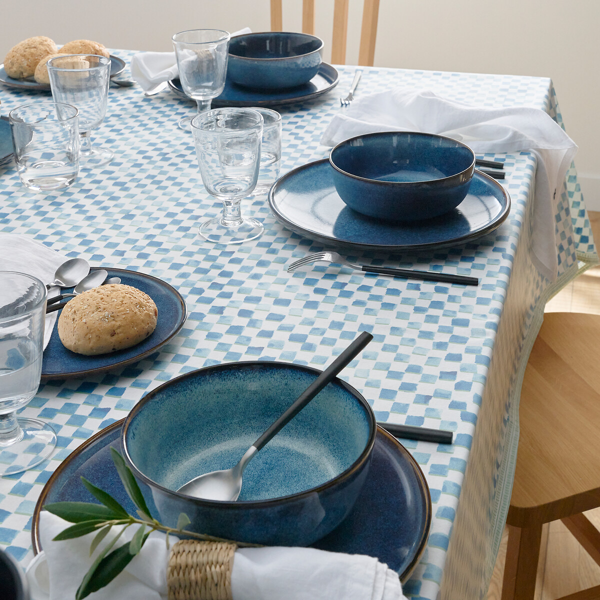 Lot de 6 assiettes à dessert en grès, Onda bleu, LA REDOUTE INTERIEURS