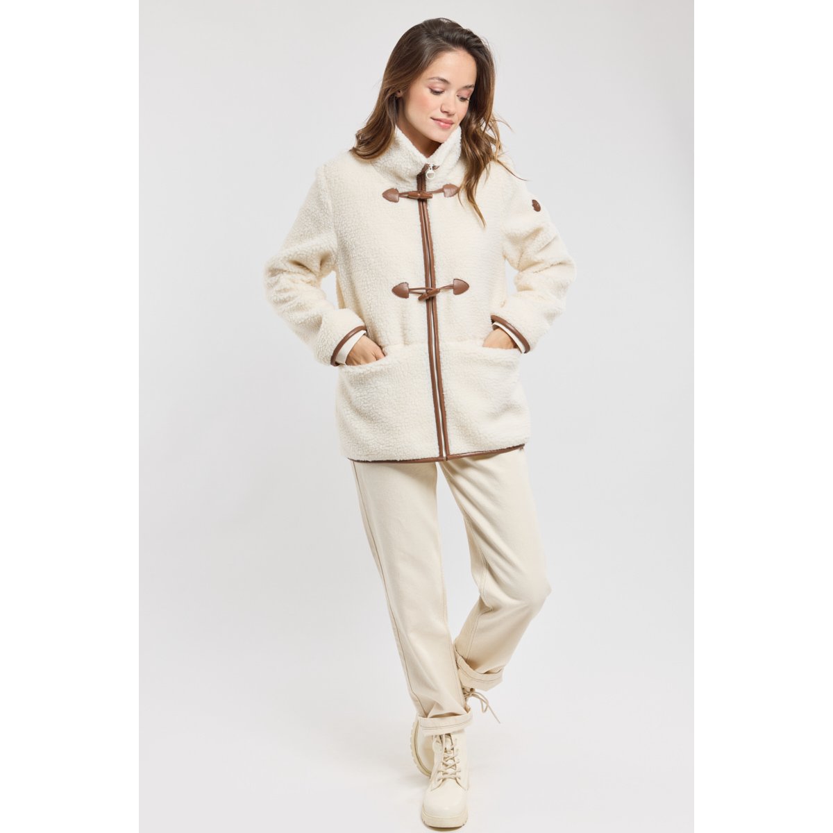 Polaire moutonnée MOVAL pour femme ecume, BERMUDES