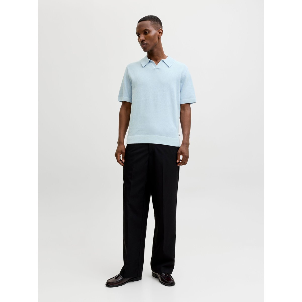Polo Tricoté chambray blue, JACK & JONES