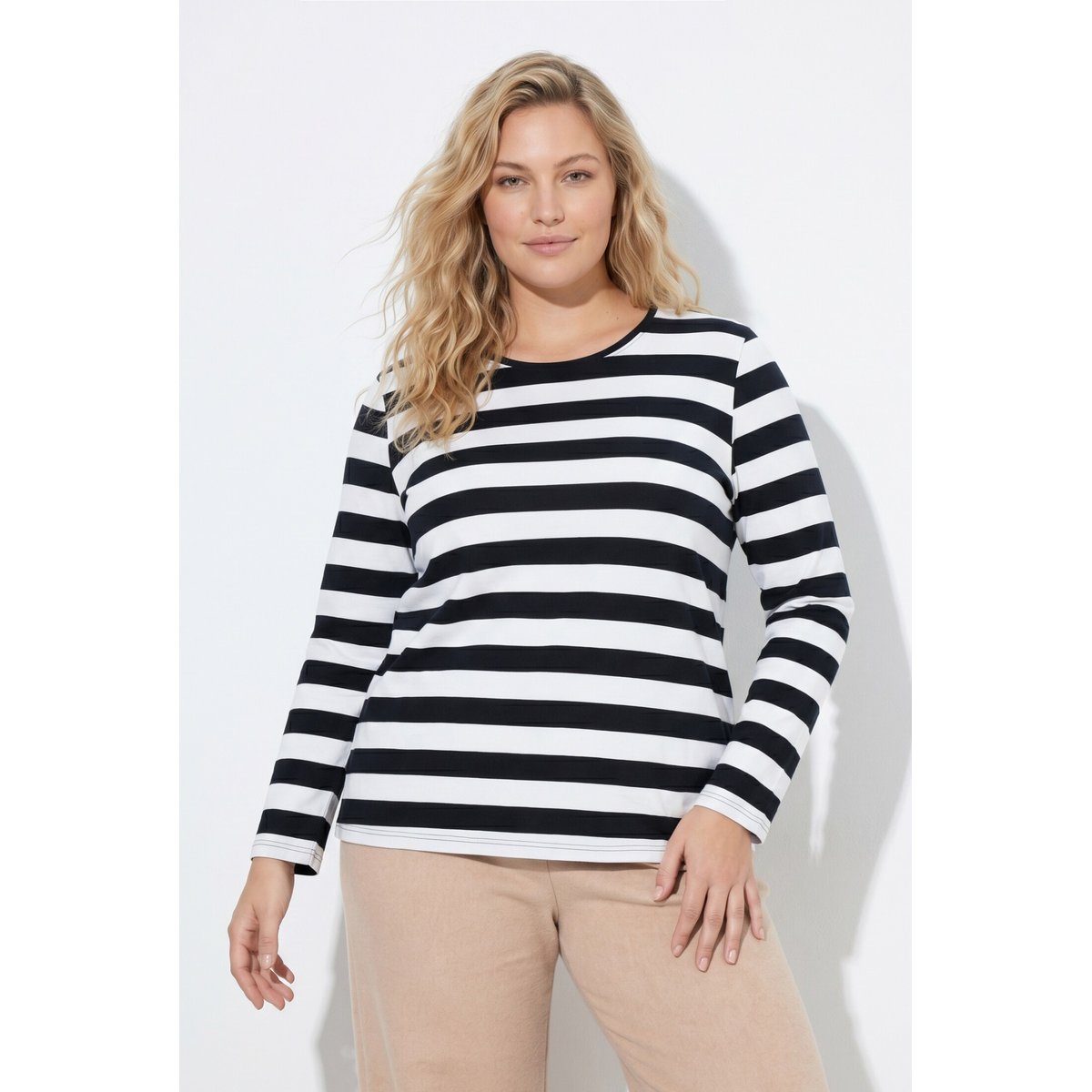 T-shirt à larges rayures larges noir, ULLA POPKEN