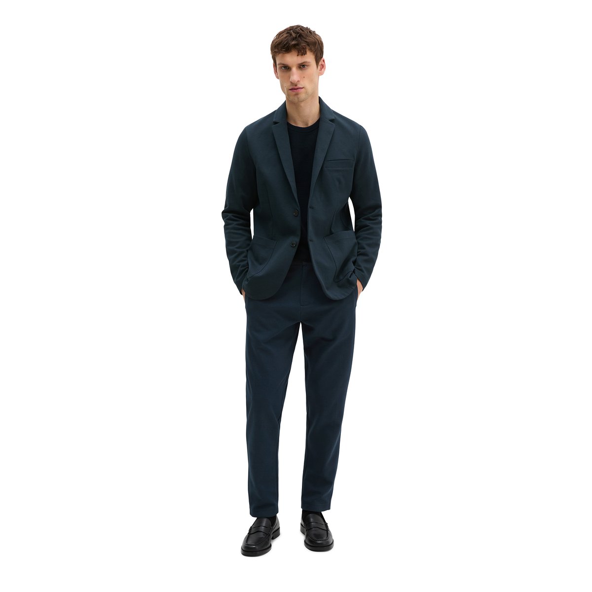 Blazer sweat regular avec poignée en jersey bleu foncé, MARC O'POLO