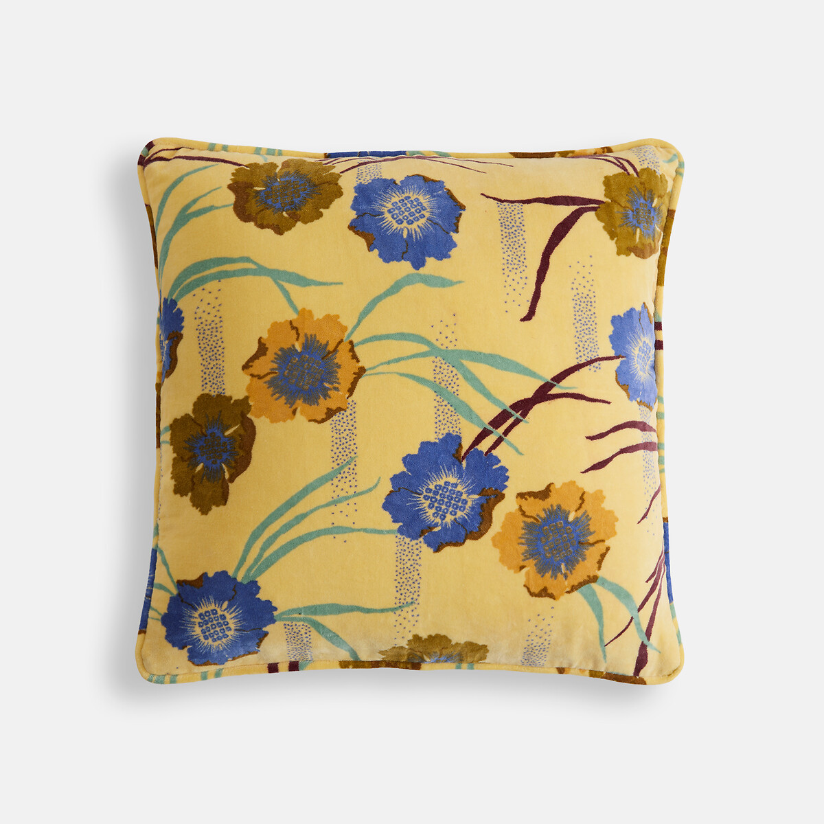 Mowan Printed Cotton Velour Cushion Cover 45x45cm print/yellow background, LA REDOUTE INTERIEURS