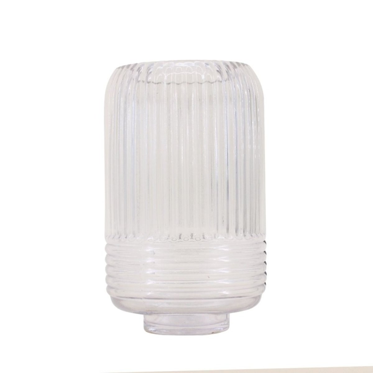 Vase en verre strié, H19cm transparent, ORNAMI