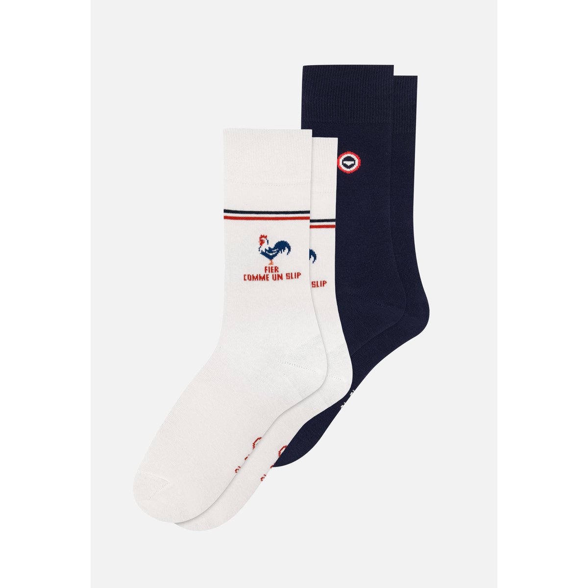 Lot de 2 chaussettes en coton Robuste fier comme un slip marine, LE SLIP FRANCAIS