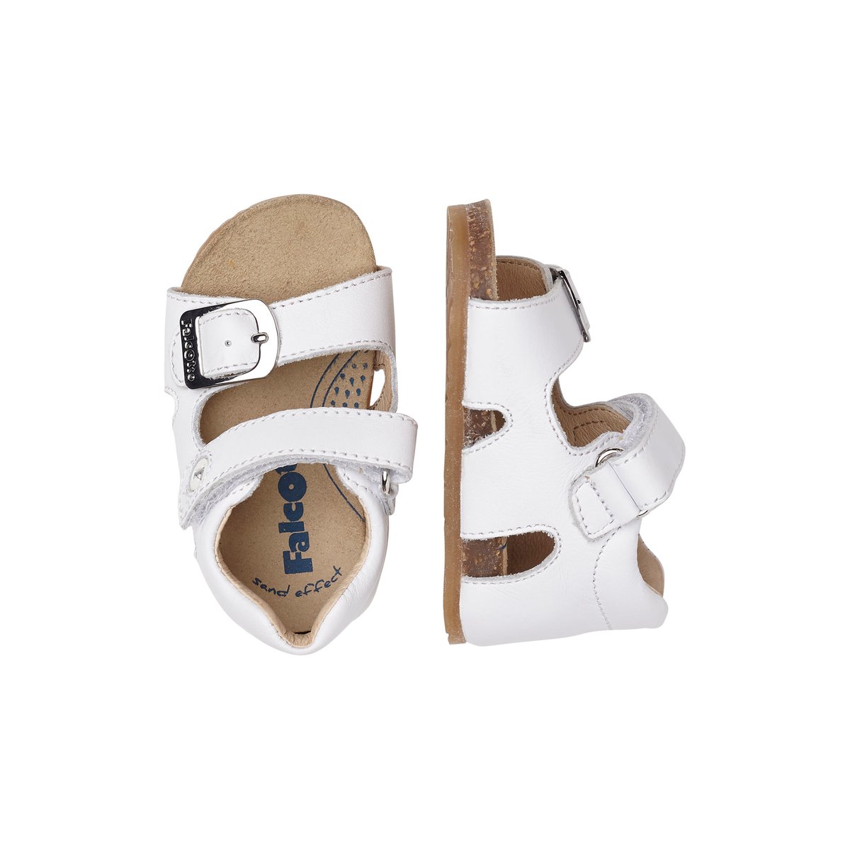 Sandales en cuir de veau ciré BEA blanc, FALCOTTO