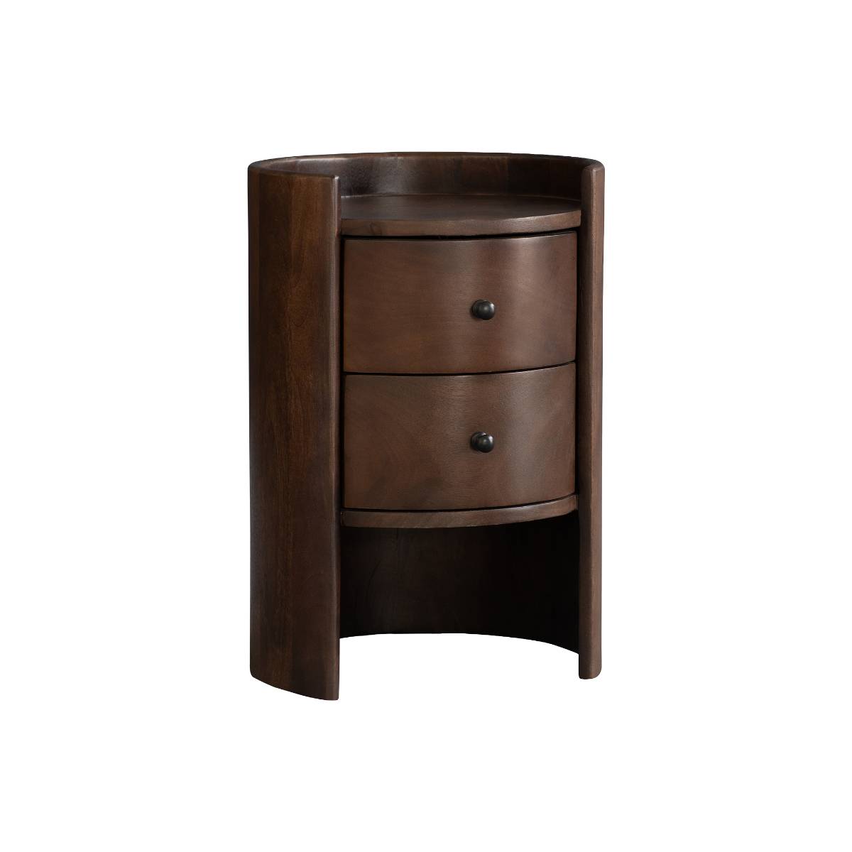 Table de chevet à tiroirs en bois de manguier MAORA bois foncé, MADE IN MEUBLES