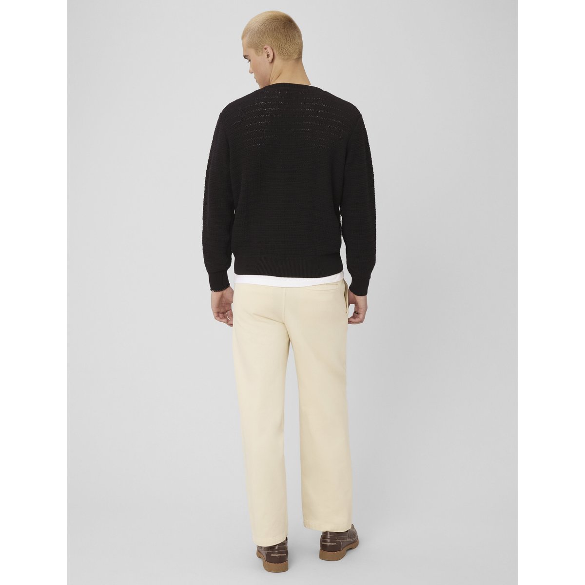 Pantalon droit à pinces naturel, BZB