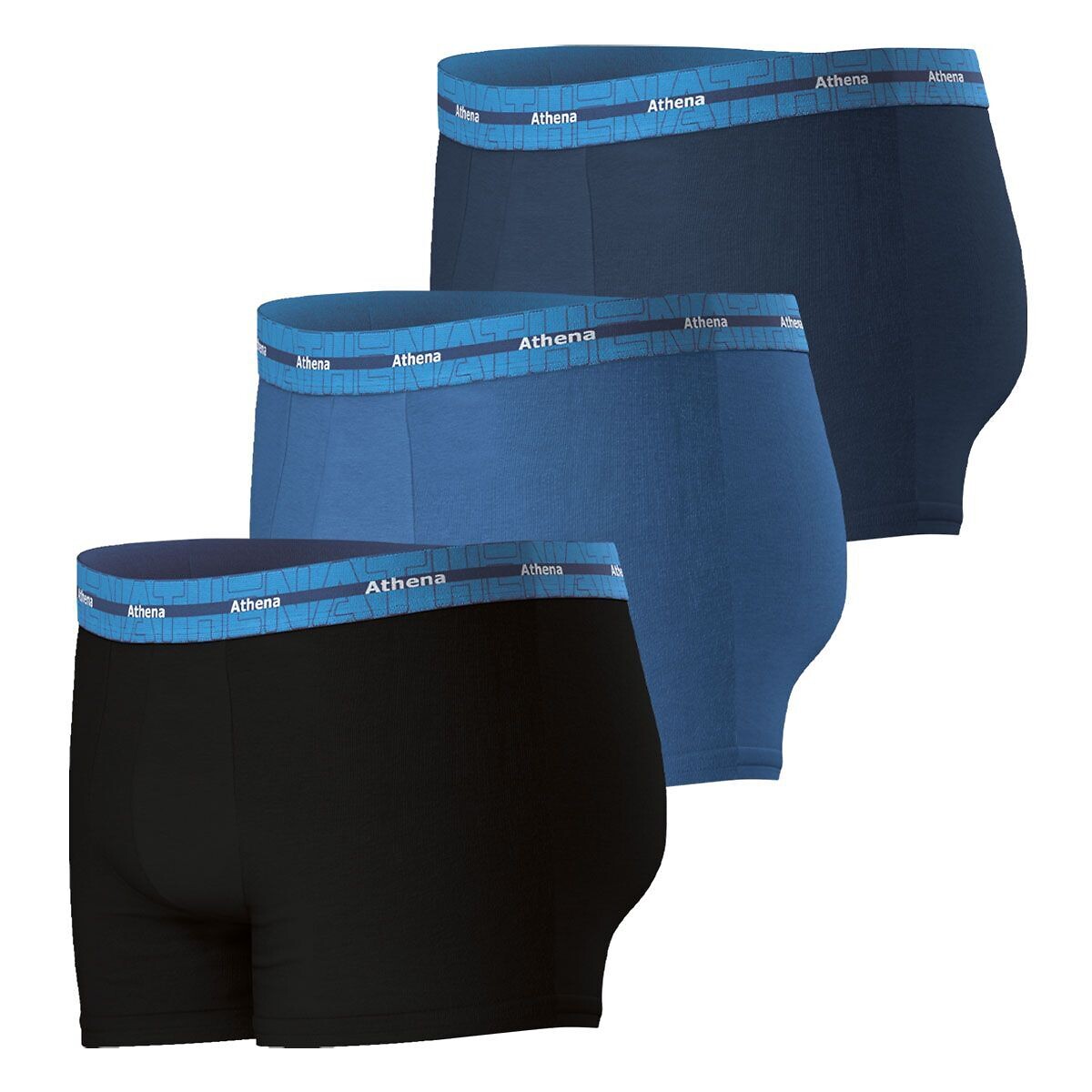 Pack of 3 Hipsters in Stretch Cotton black+blue+grey, ATHENA