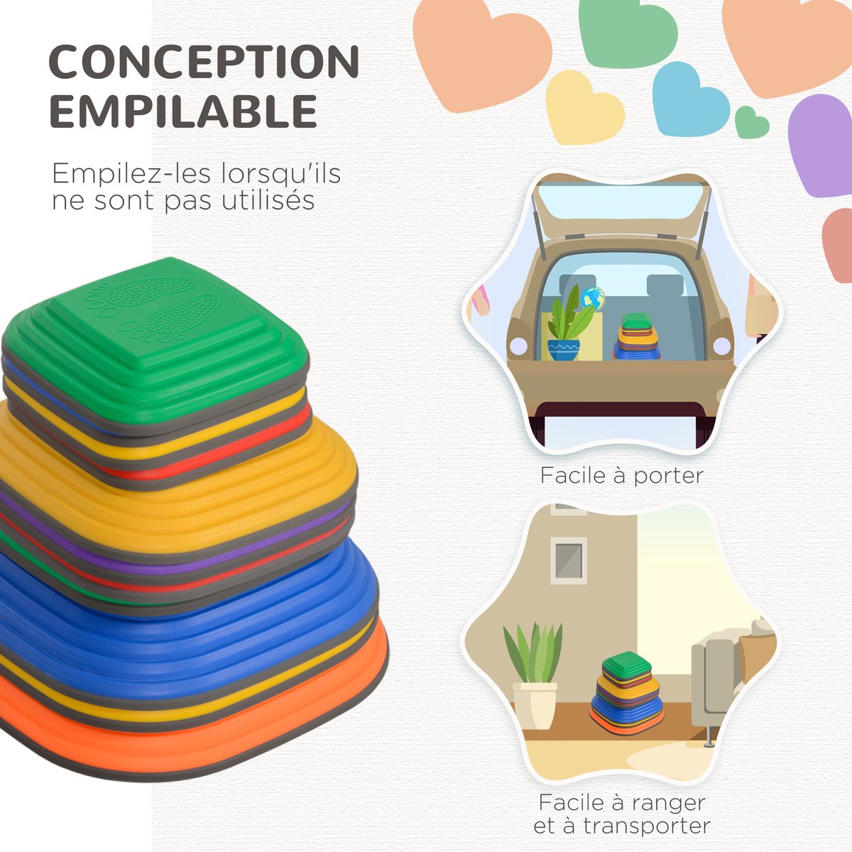 Les marches d'équilibre PP multicolore multicolore, AIYAPLAY