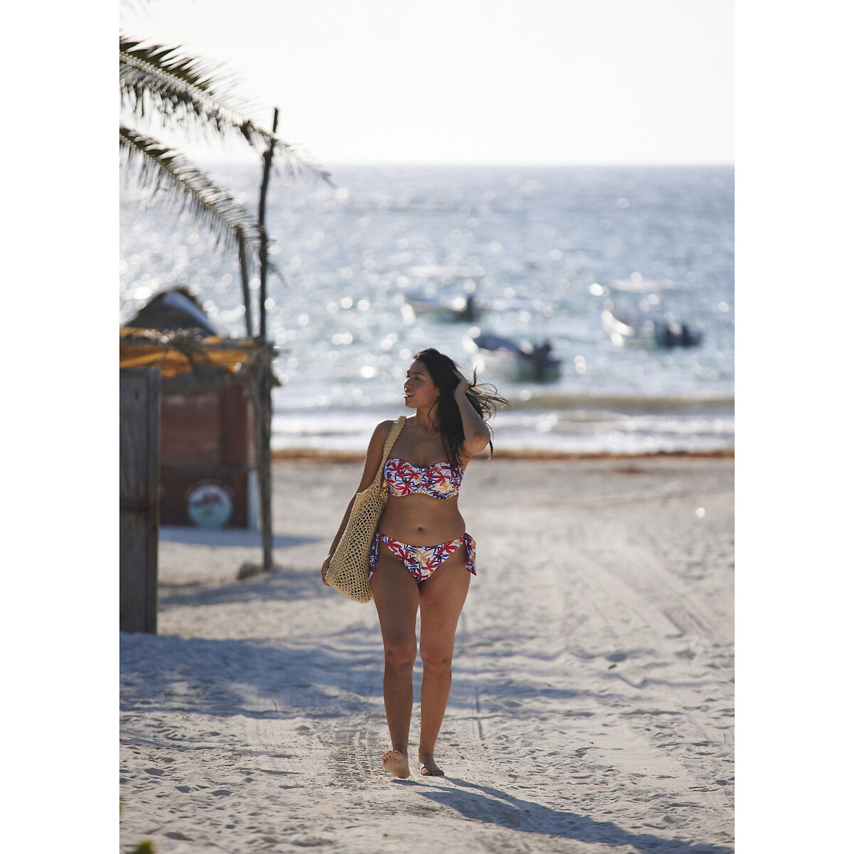 Island Dream Bandeau Bikini Top white floral print, SANS COMPLEXE