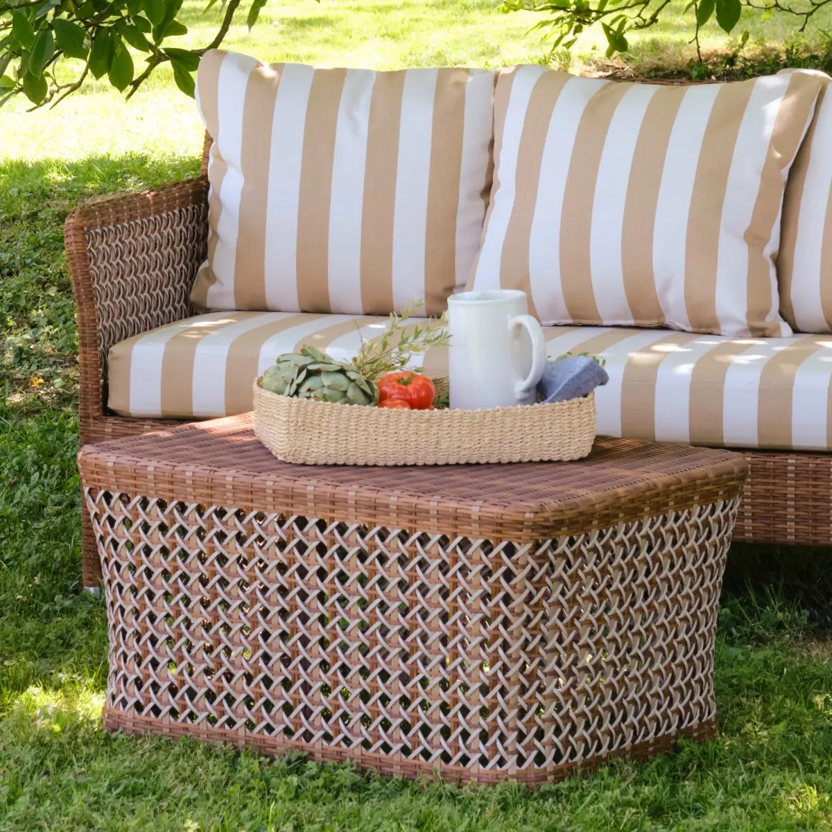 Table basse en résine rectangulaire ANTIBES LATERITE beige, KOK