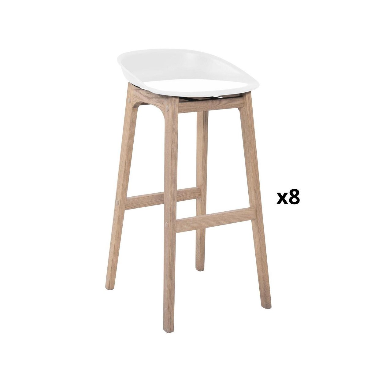 Lot de tabourets de bar en bois 65cm RIVA blanc, MOB IN