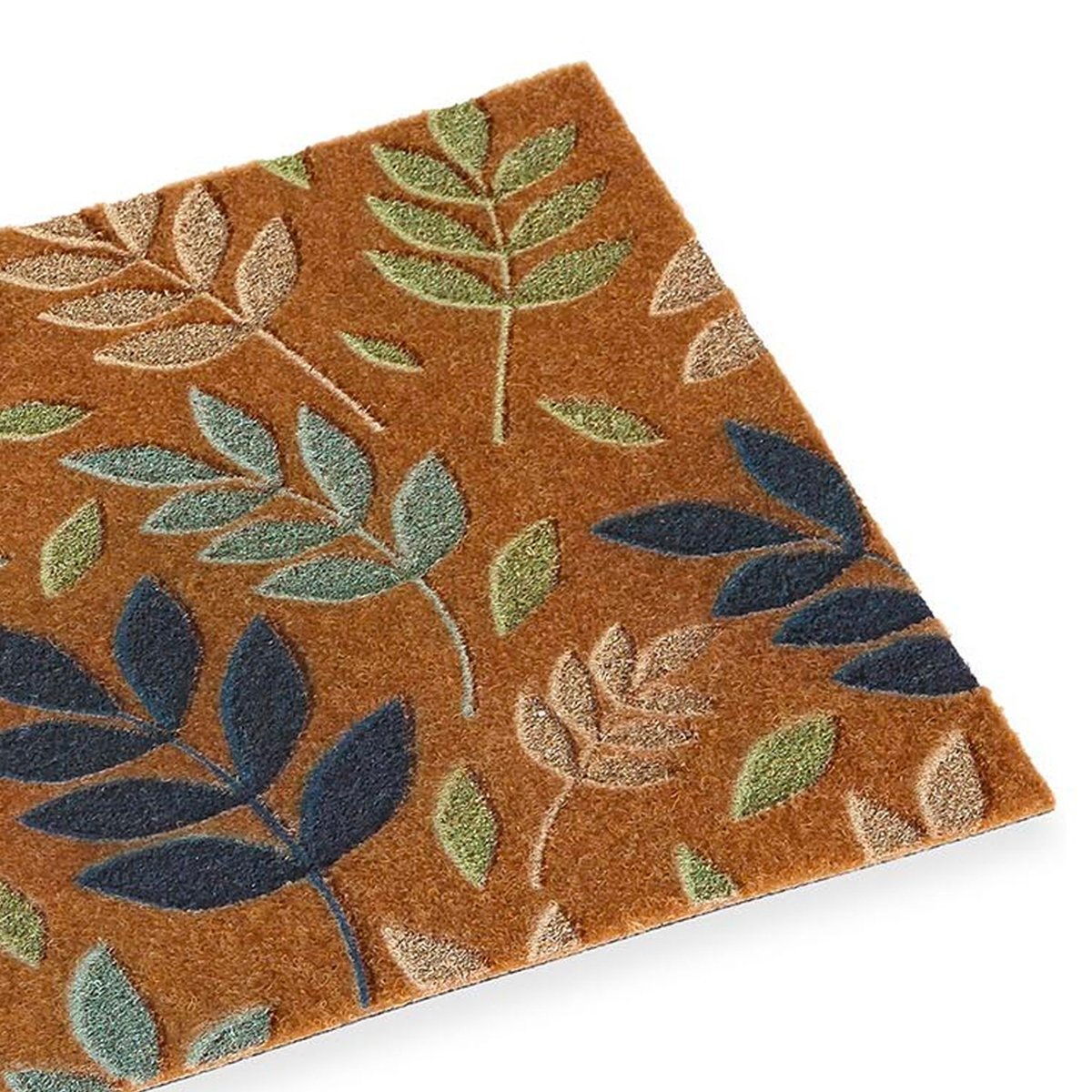 Paillasson coco et caoutchouc feuillage 70x40x2cm marron, VERSA