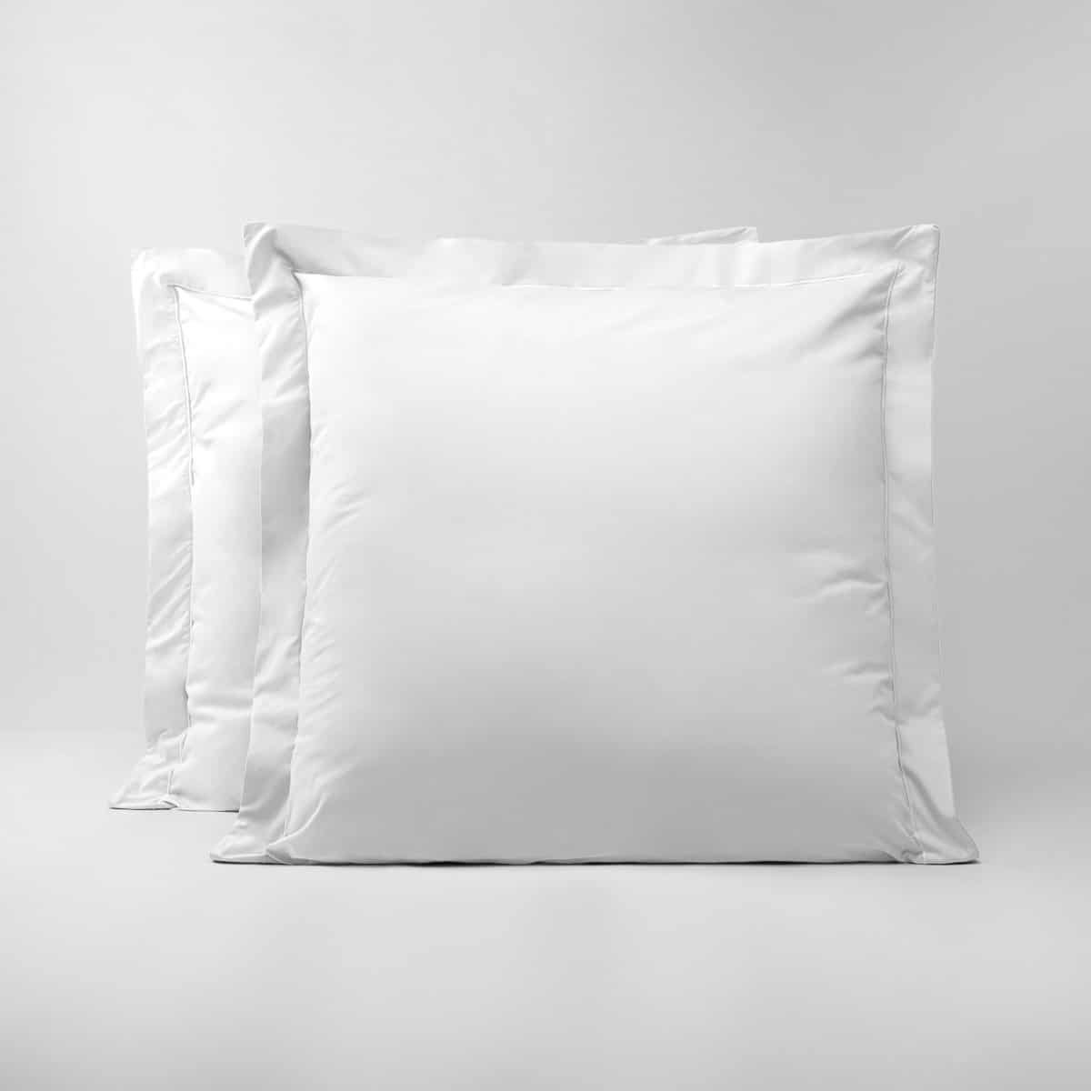 Lot de 2 taies d'oreillers coton percale 200 fils DESIREE blanc, LINANDELLE