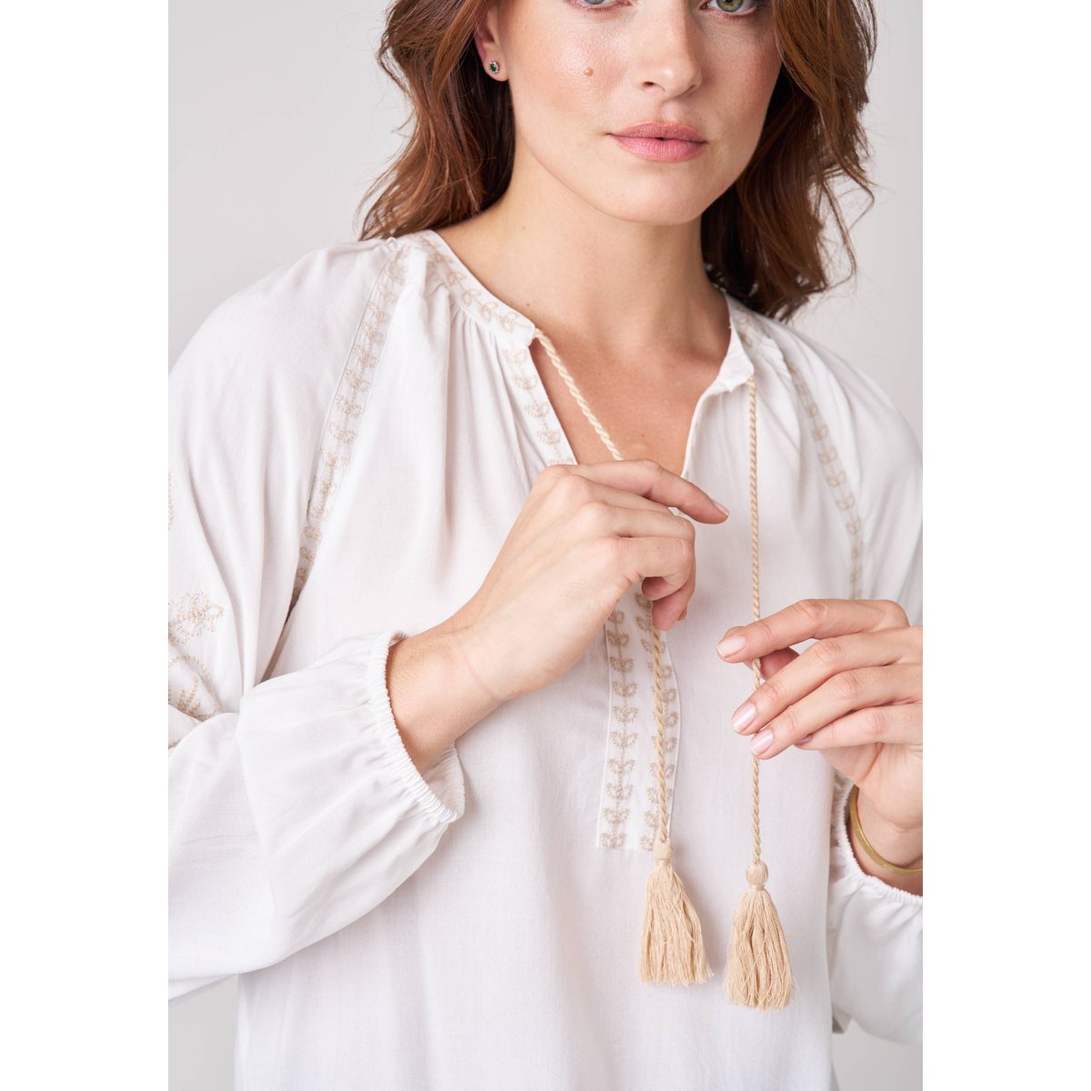 Blouse femme brodée NATASSIA off white, DEELUXE