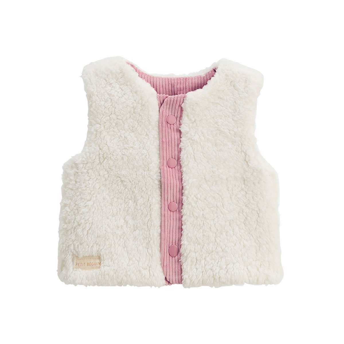 Veste sans manches enfant réversible en sherpa Céleste ecru, PETIT BEGUIN