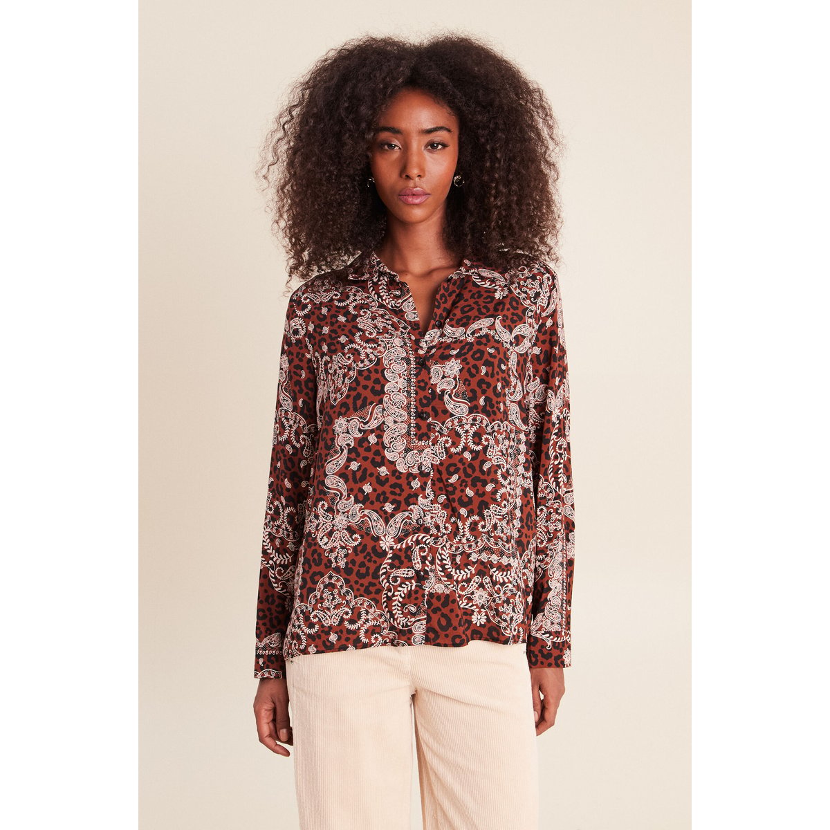 Chemise fluide manches longues marron, BREAL