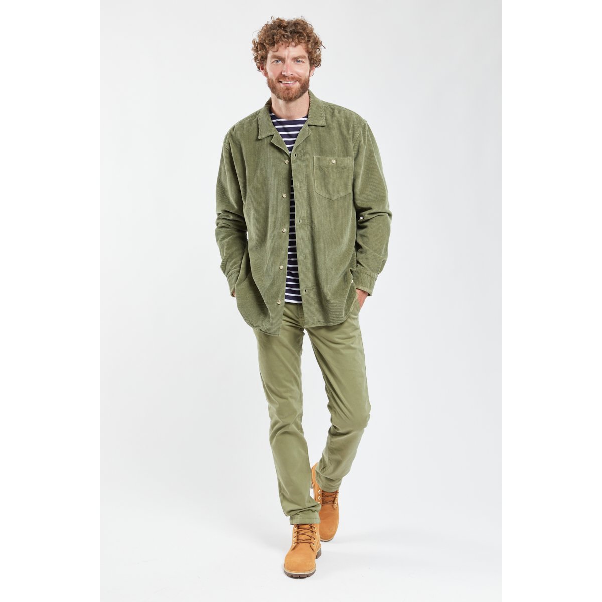 Surchemise manches longues en velours military, ARMOR-LUX