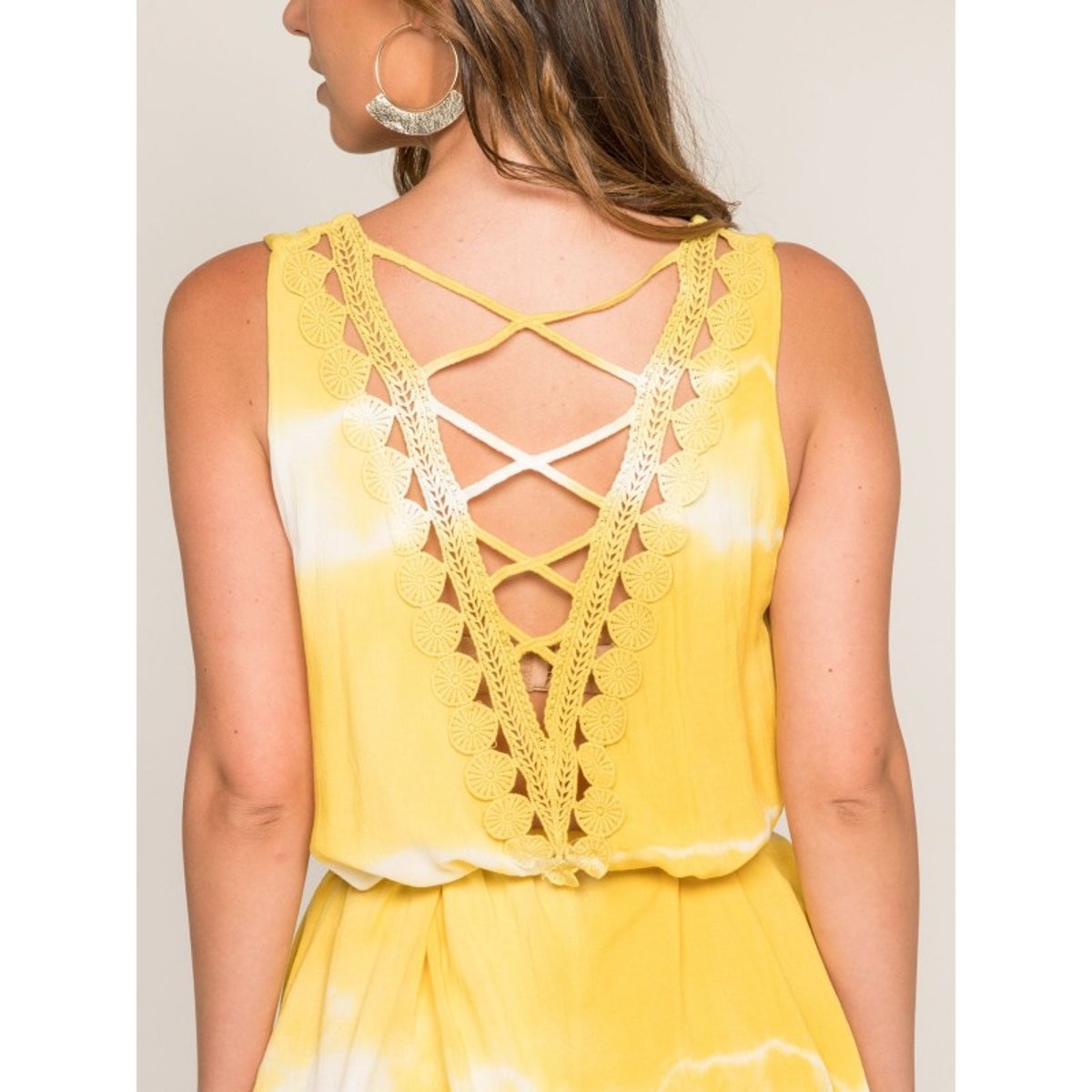 Robe Courte Imprimée Ignes jaune, DONA LISA