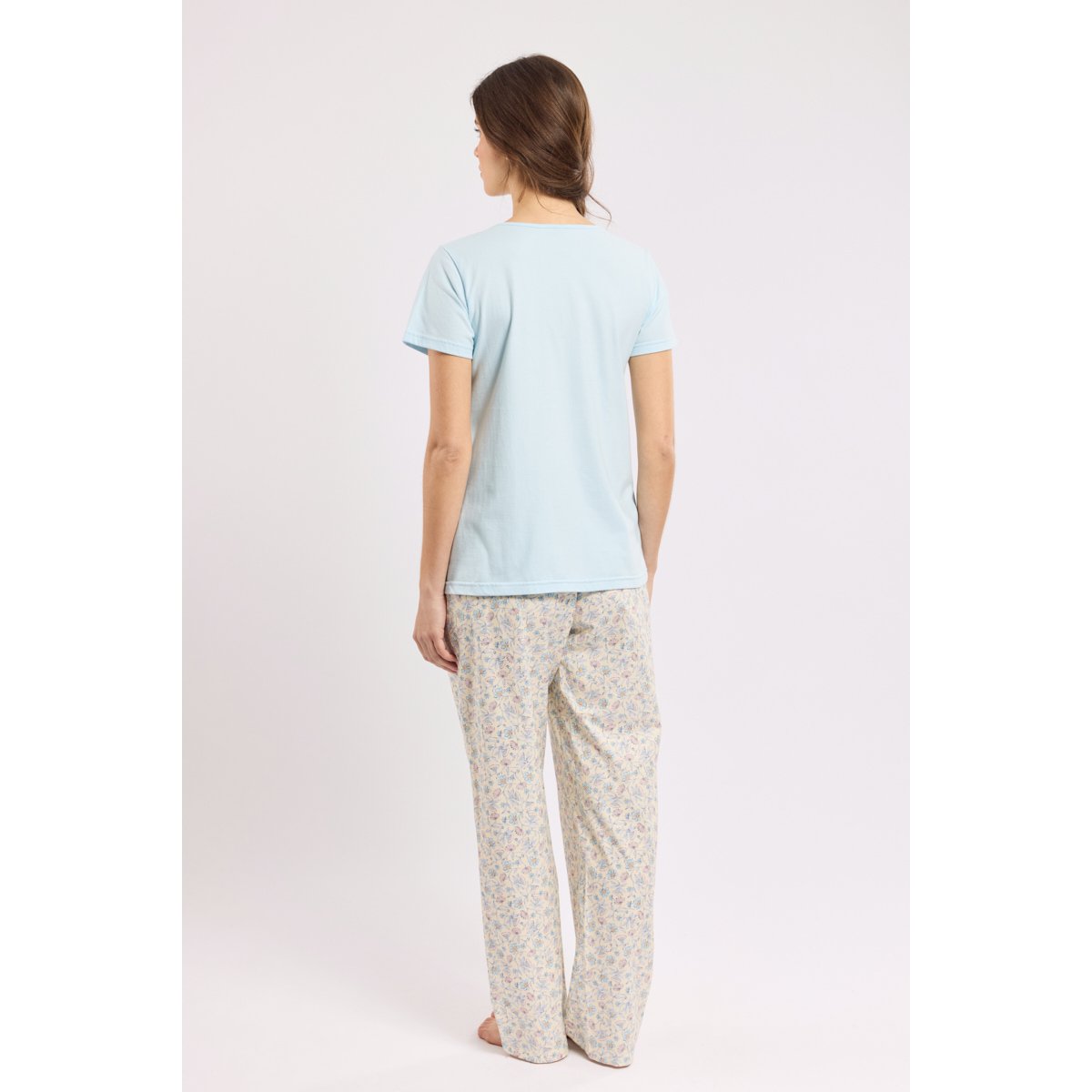 Pyjama fleuri - coton léger jaune/fleurs pompons cryst, ARMOR-LUX