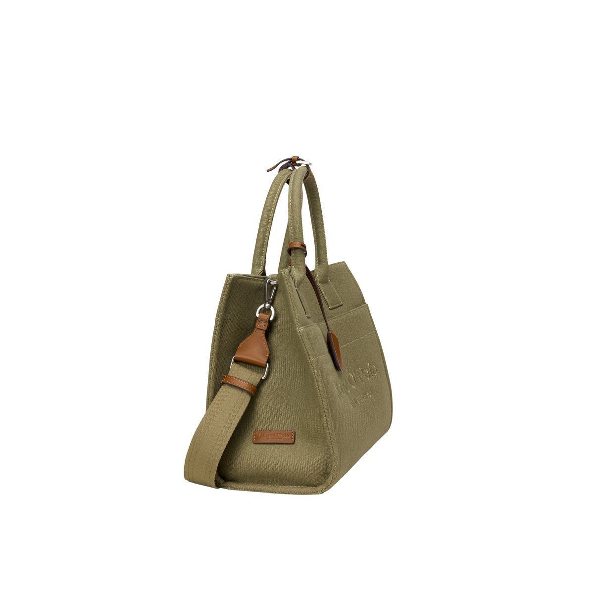 Shopper en toile modèle Mara moyen en coton organique robuste vert, MARC O'POLO