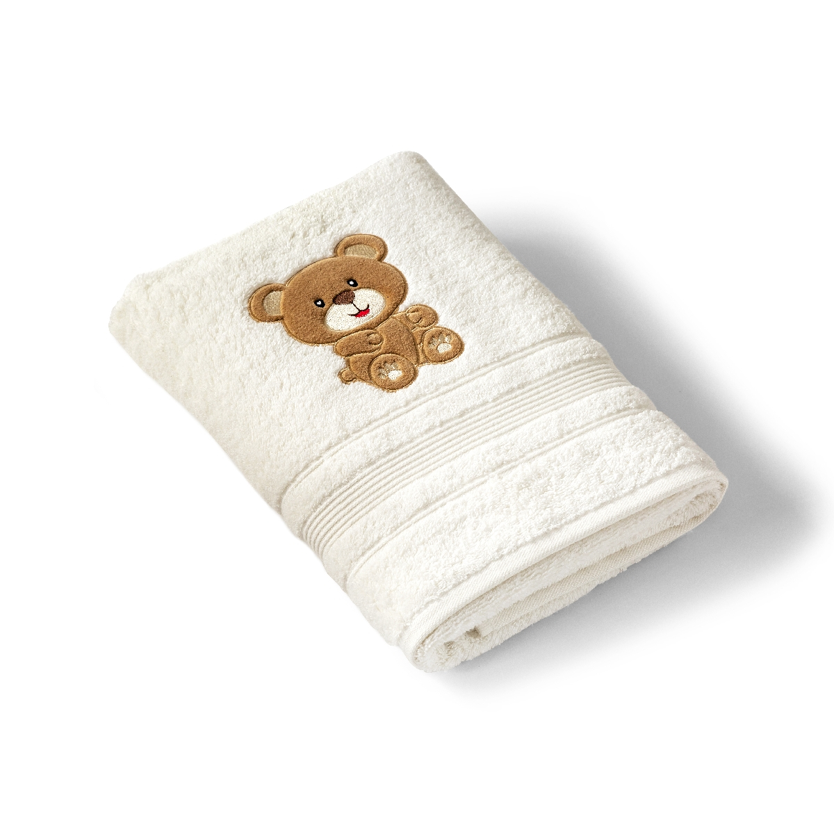 Serviette de toilette en Coton 500g/m² modèle brodé - KARL ivoire, TRADITION DES VOSGES