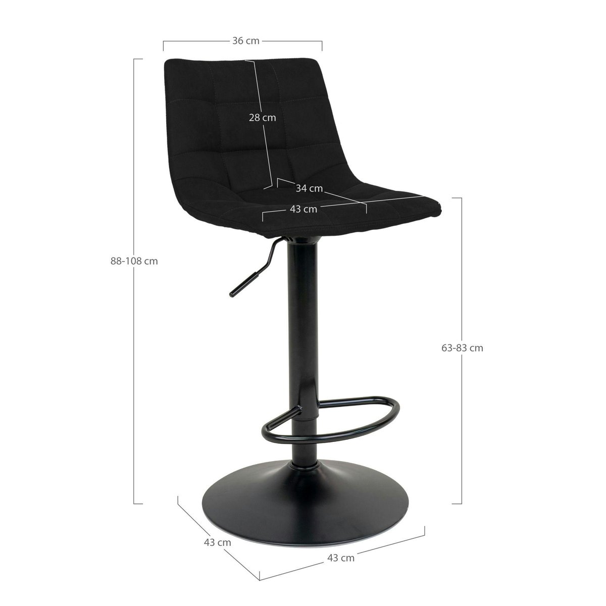 Tabouret de bar réglable (lot de 2) SAVONE noir, PIER IMPORT