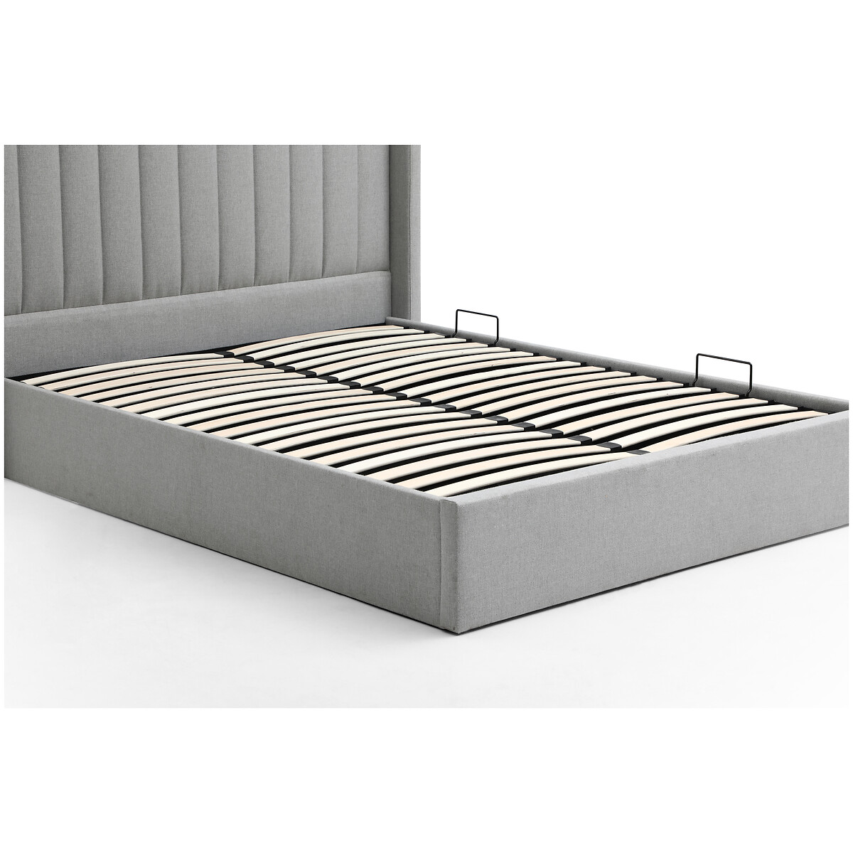 Taylor Fluted Wool Headboard Multi-Lift Ottoman Storage Bed grey, SO'HOME