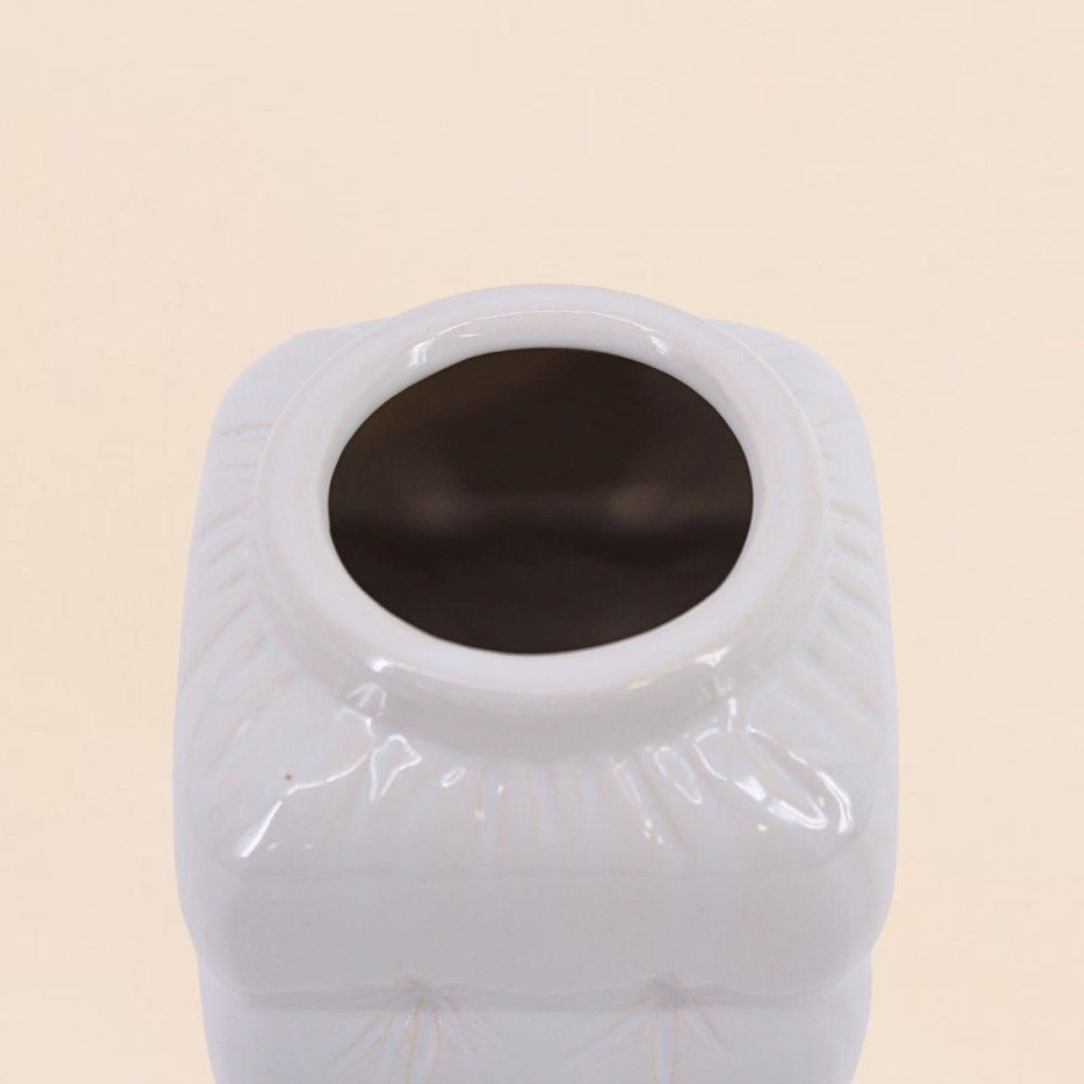 Vase design en céramique effet gonflé, H17m blanc, ORNAMI