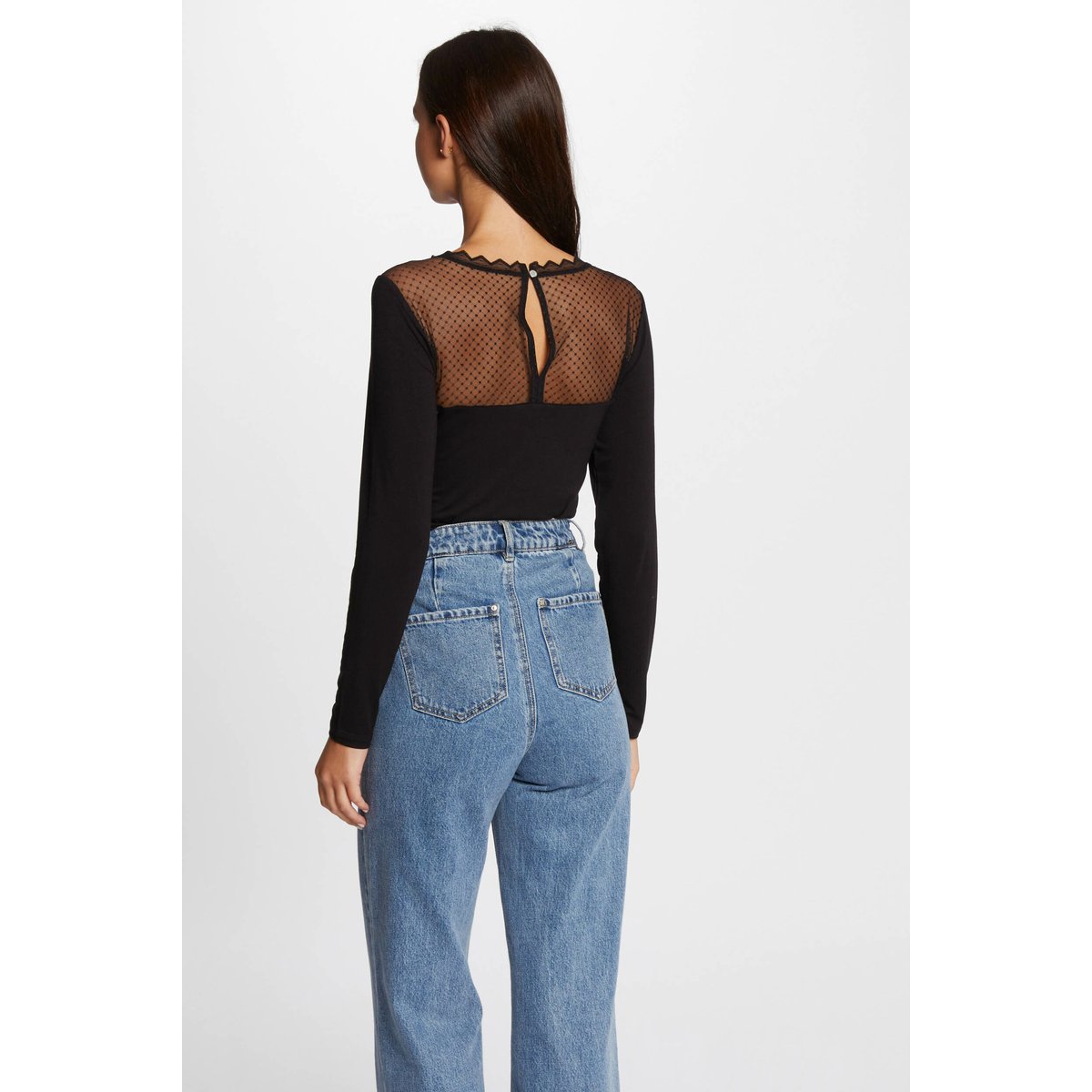 T-shirt manches longues noir, MORGAN