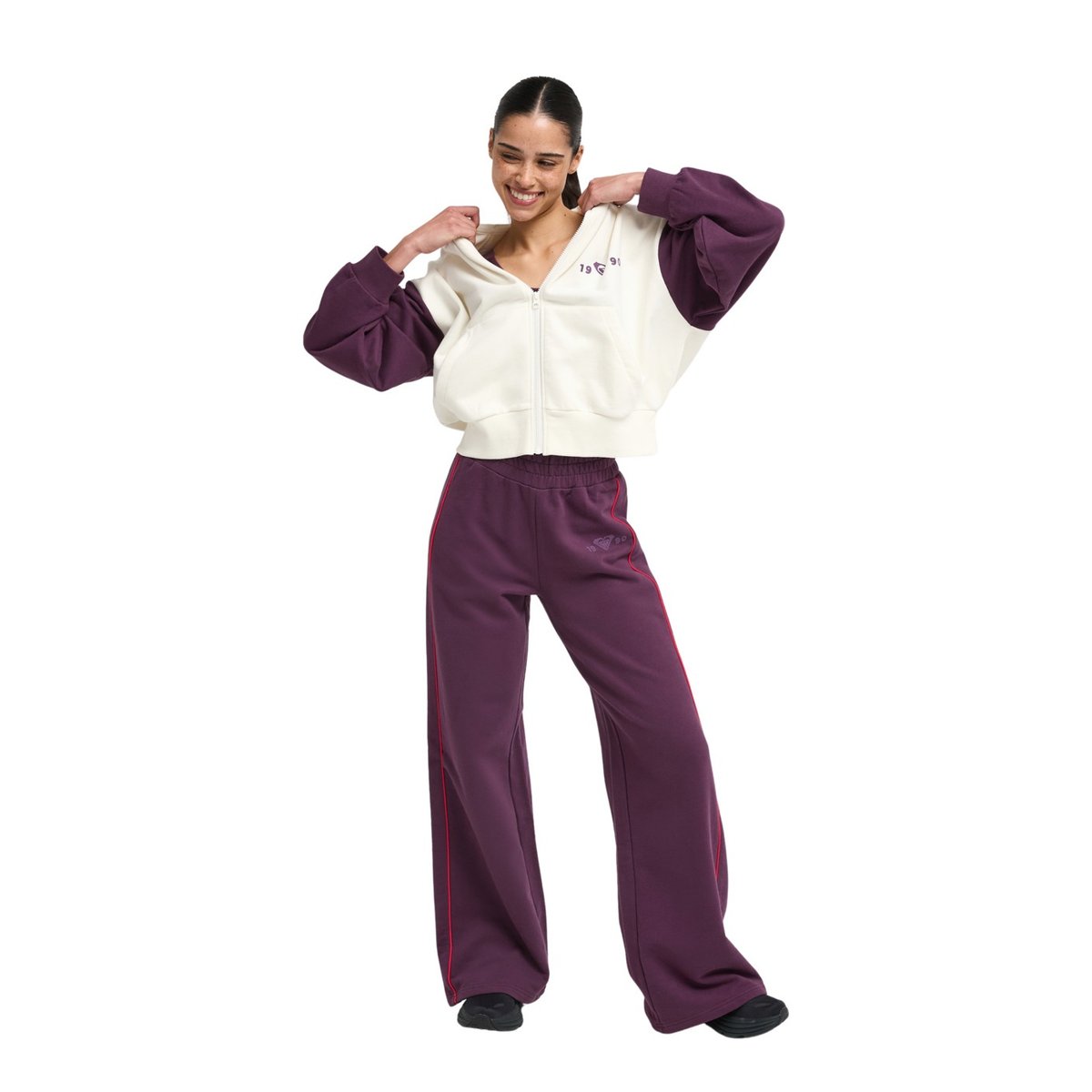 Sweat capuche zippé de sport ESS ENERGY ELEVATED. blanc whisper white, ROXY