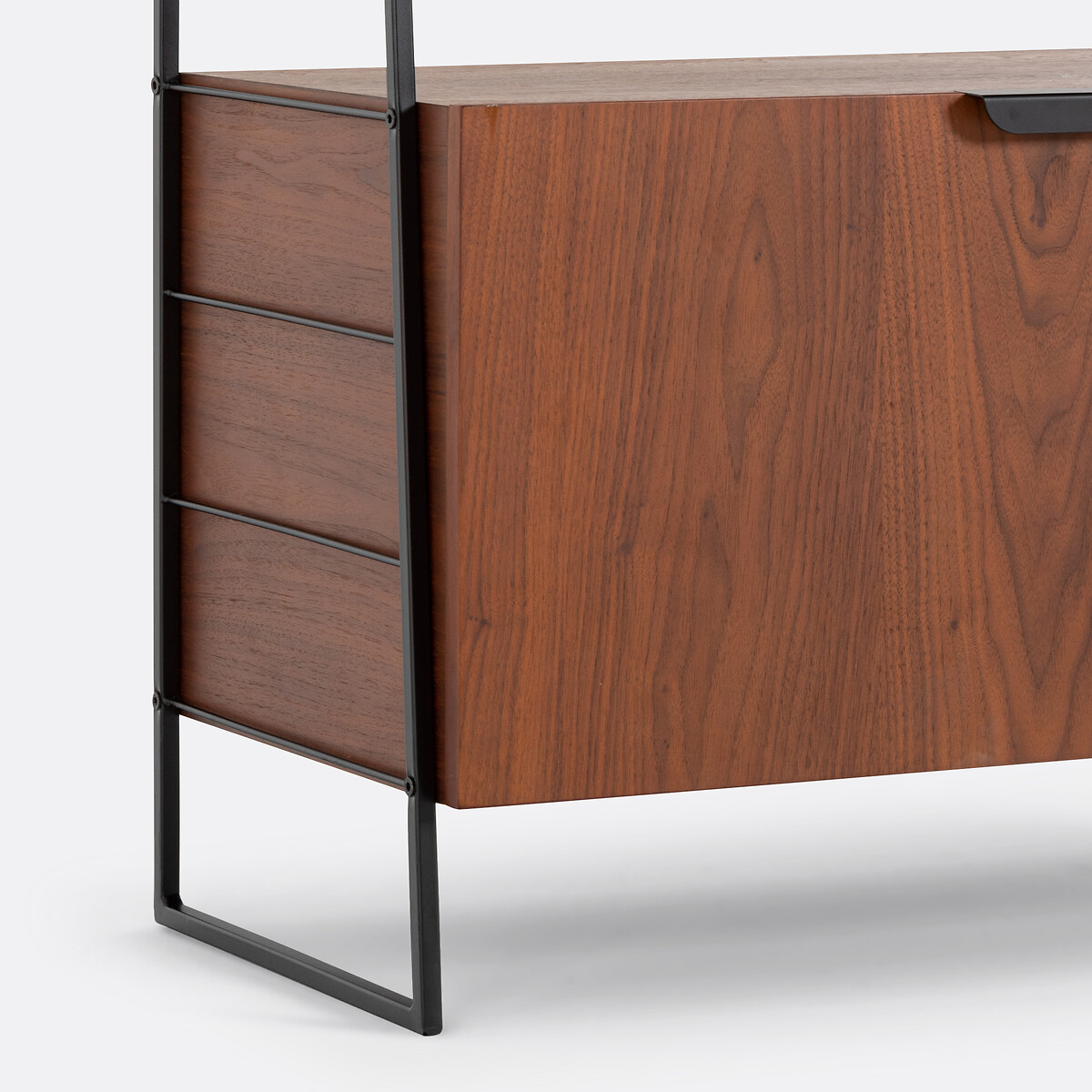 Watford Bookcase in Steel and Walnut Veneer, Height 123cm black/walnut stain, LA REDOUTE INTERIEURS