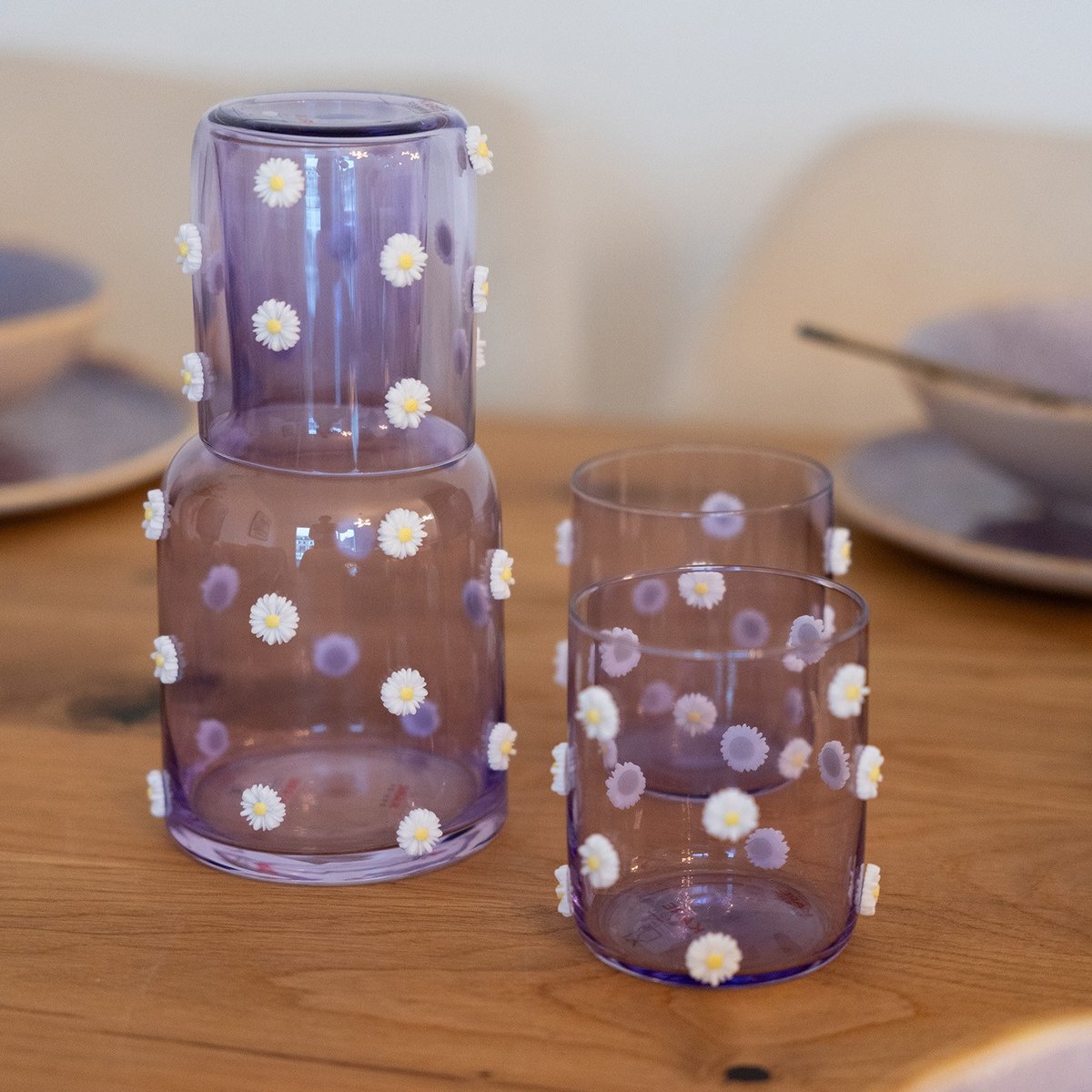 Carafe en verre, PARTY FLOWERS violet, KARE DESIGN