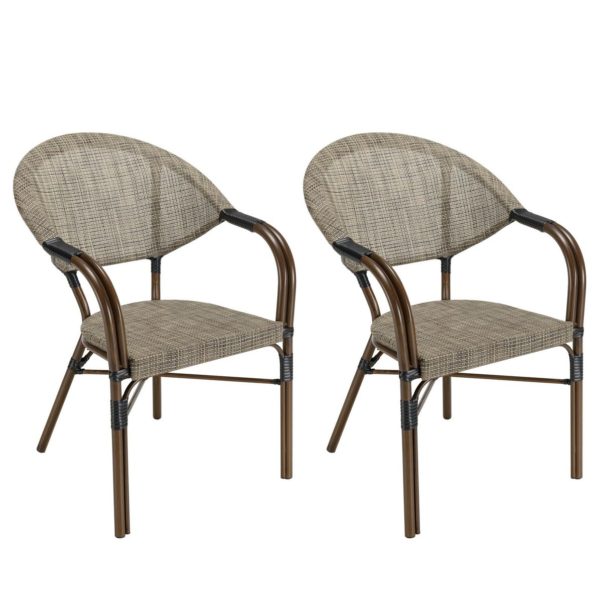 Table + 2 chaises de jardin bistrot GIJON taupe, PIER IMPORT
