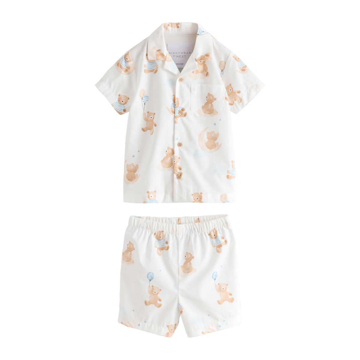 Pyjama short à boutons ours crème, NEXT