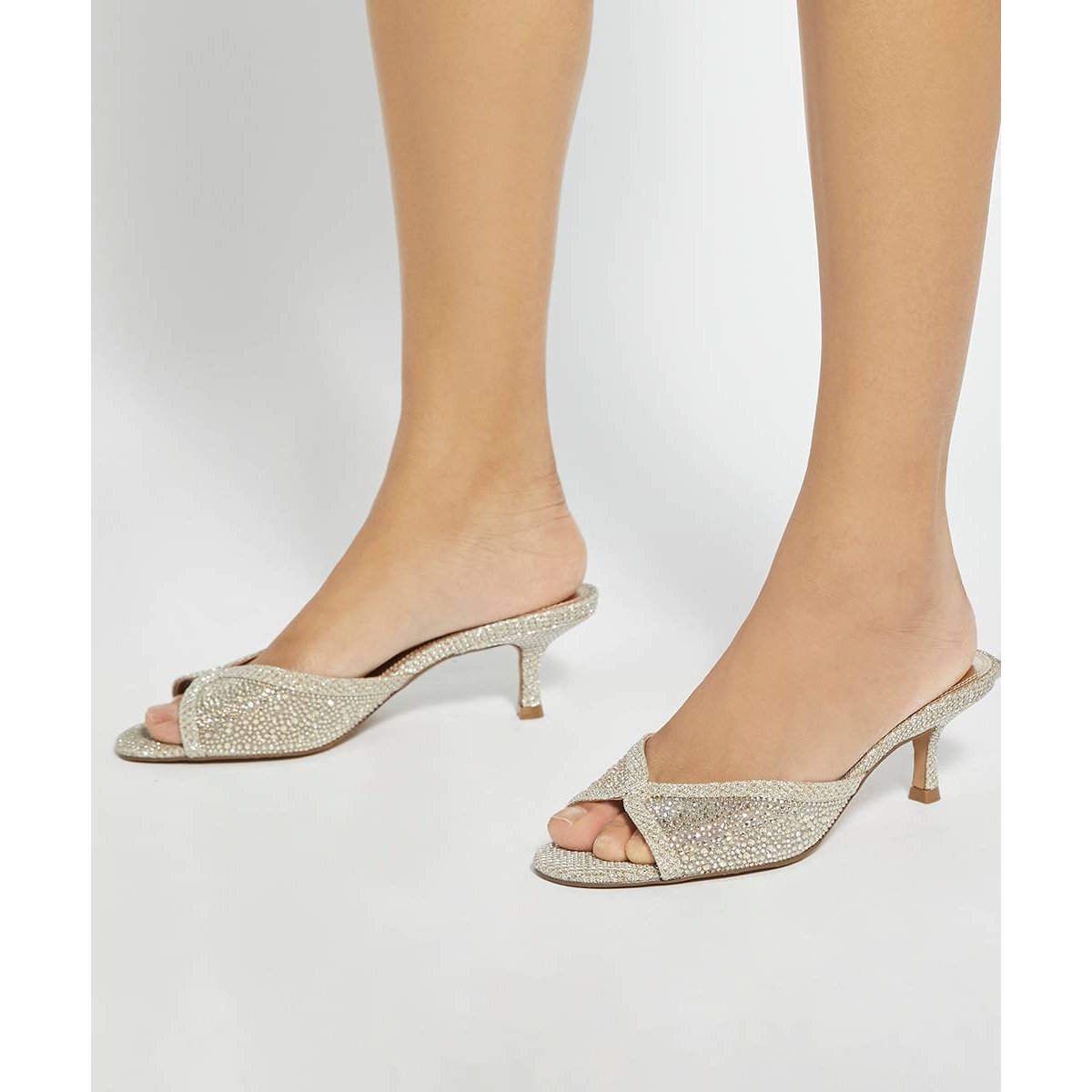 Mules à talons bobines et pierres fantaisie - MILO gold-synthetic, DUNE LONDON