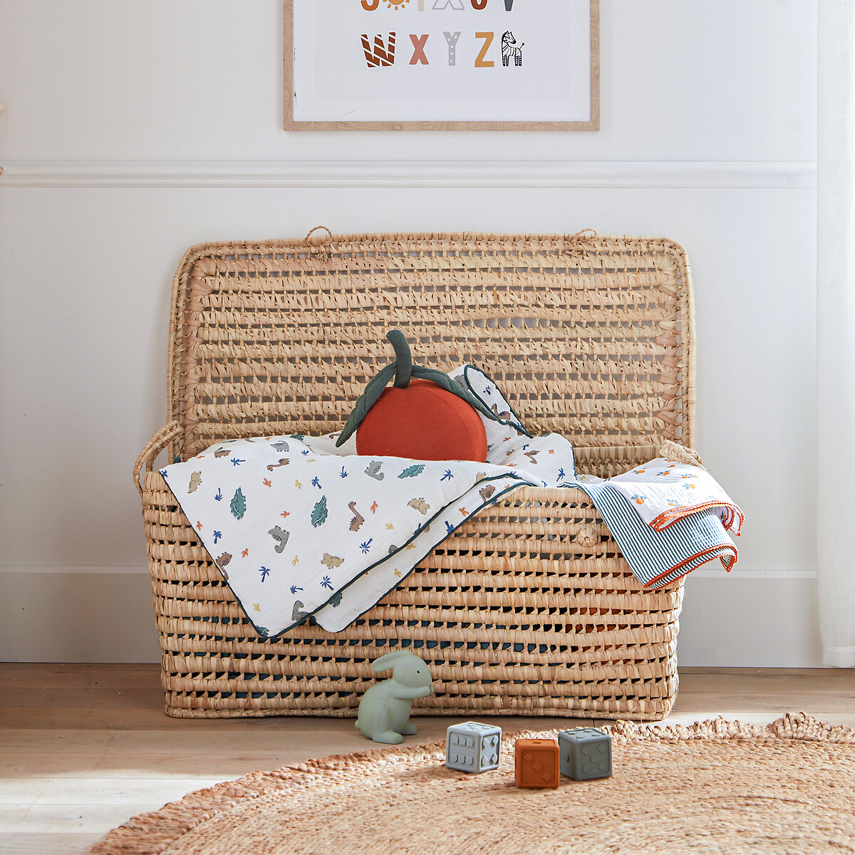 Couverture bébé gaze de coton, Dino Pop imprimé fond blanc, LA REDOUTE INTERIEURS