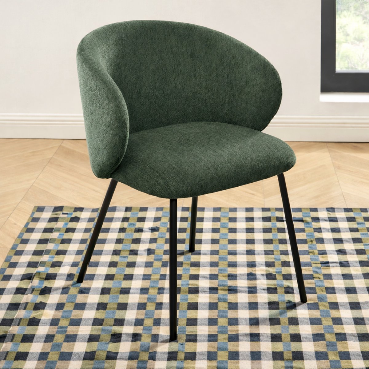 Chaise en tissu chenille (lot de 6) CASSIE vert, SORELH