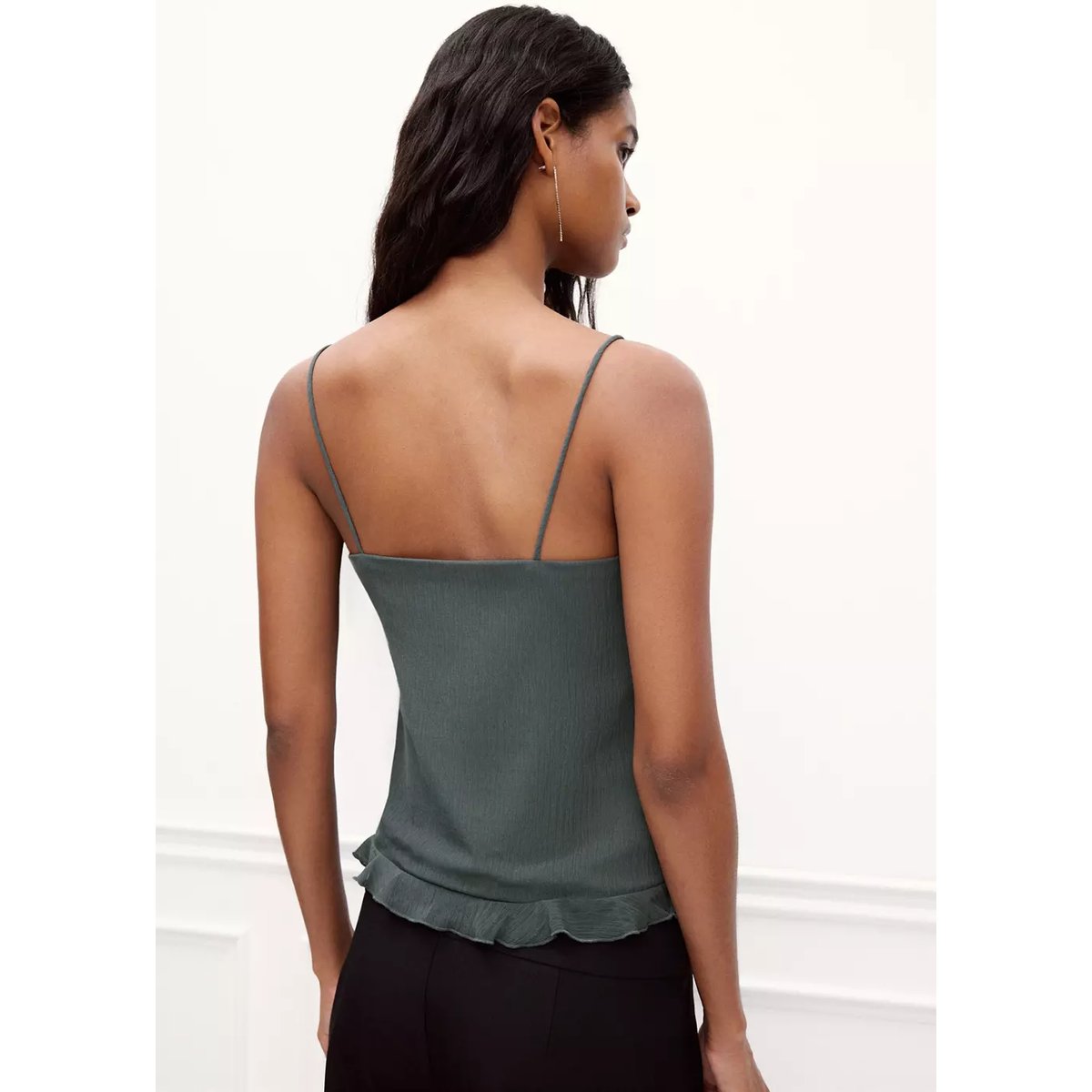 Top plissé brodé argent foncé, MANGO TEEN