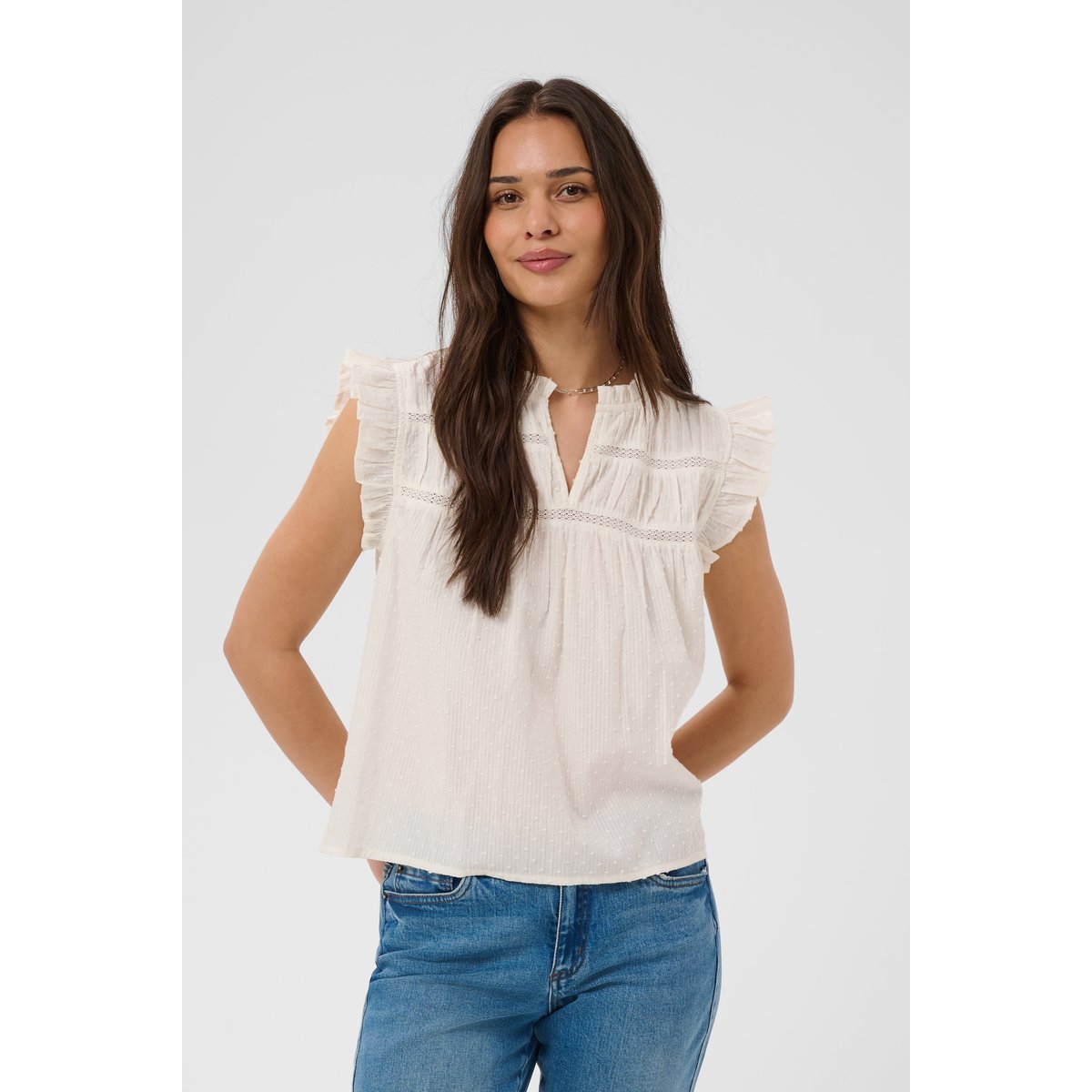 Blouse à manches courtes blanc chalk, KAFFE