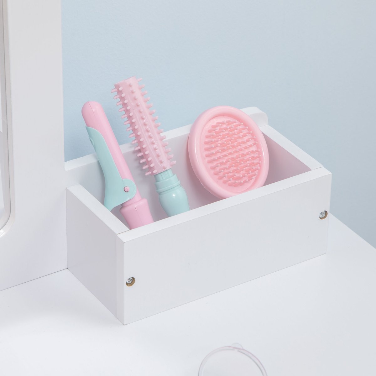 Ensemble de coiffeuse pour enfants MDF Blanc blanc et bois, ZONEKIZ