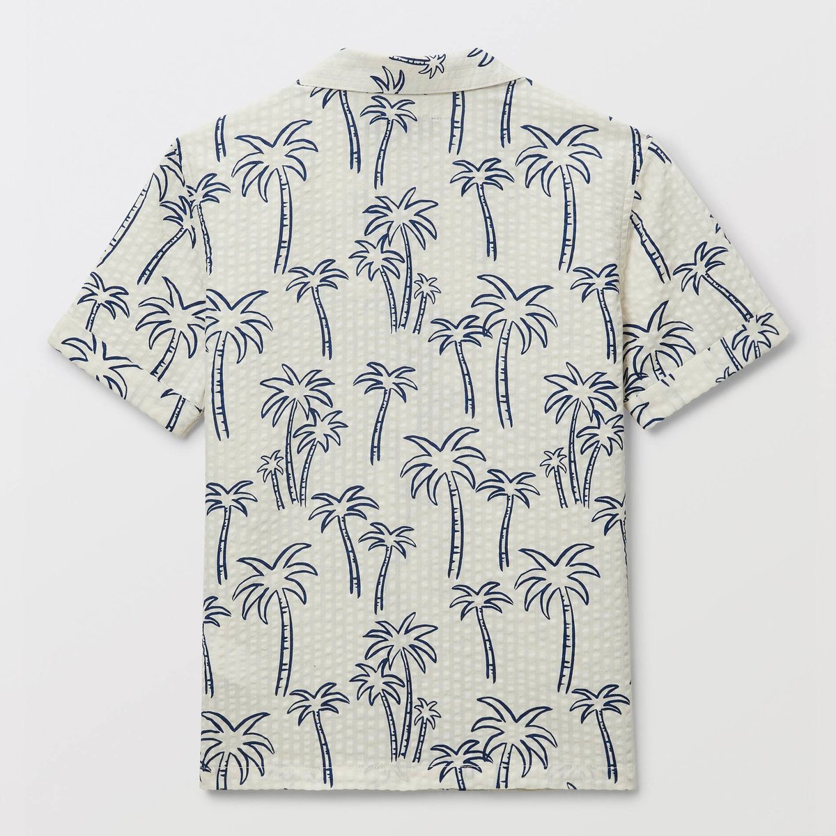 Chemise manches courtes imprimé en seersucker en coton naturel, MONOPRIX