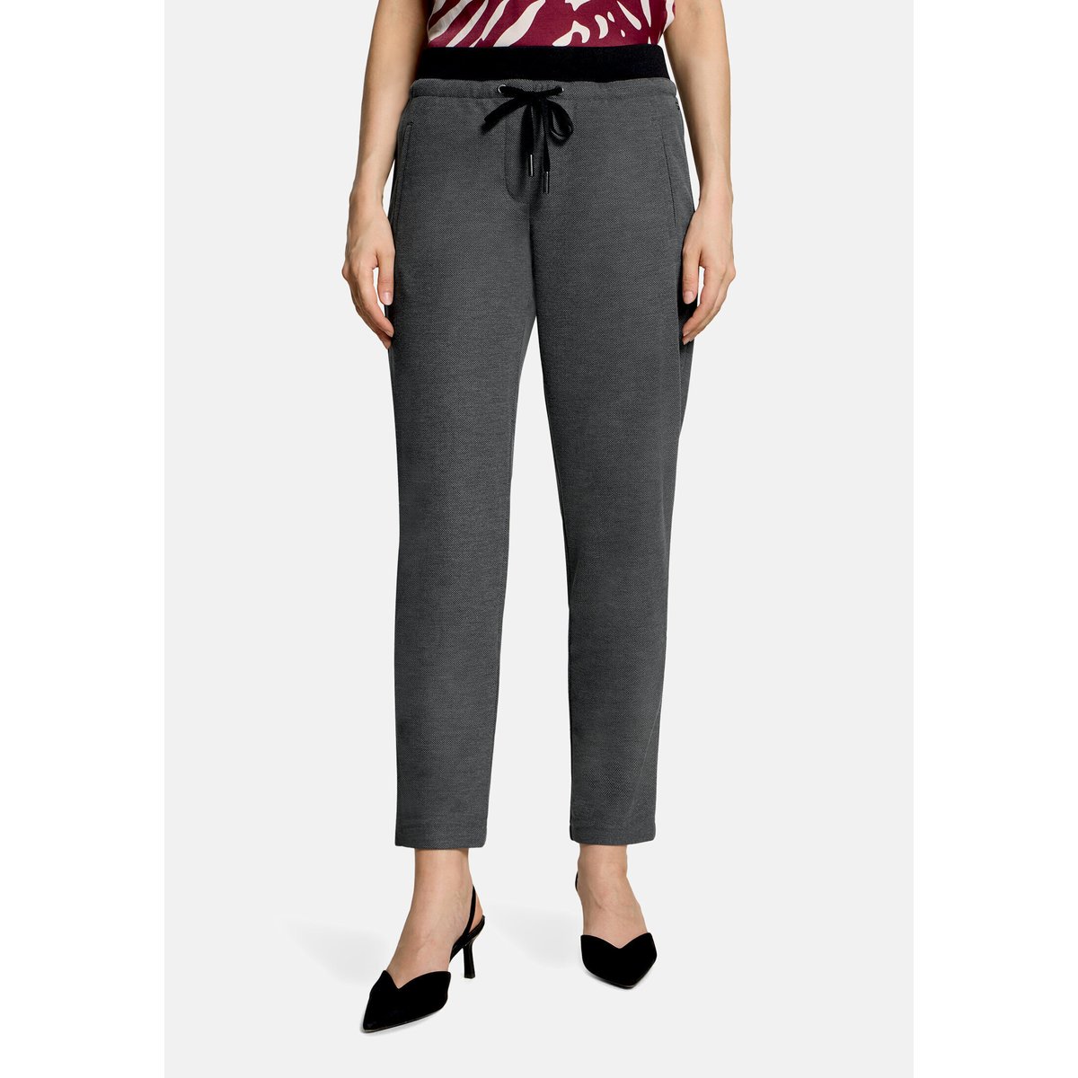 Pantalon à enfiler à motifs gris/noir, BETTY & CO