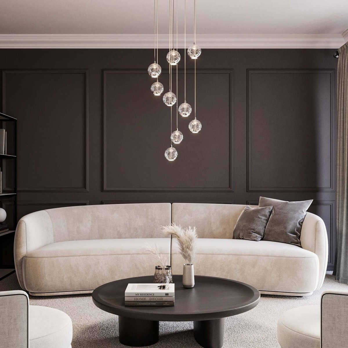 Suspension en verre designLED, Hayley clair, chrome, LUCANDE